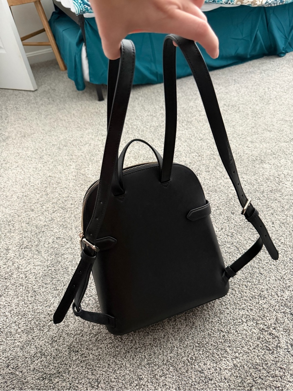 Used once basically new kate spade Black Saffiano Leather Backpack with Gold Log - Picture 3 of 4
